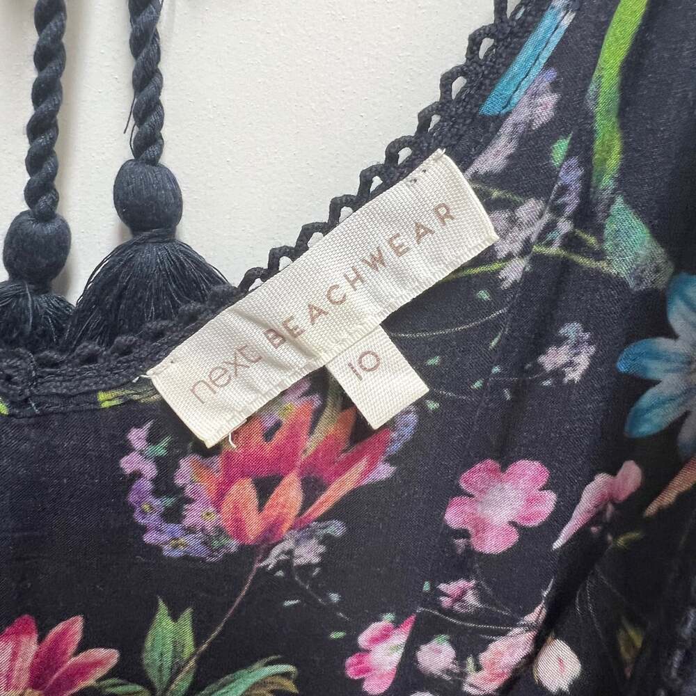 Next Beachwear Black and Floral Lace Dress - Maxi Size UK 10 - Picture 8 of 12